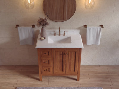 Nashville 36 in. W x 22 in. D Center Sink Teak Wood Bathroom Vanity