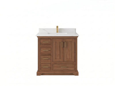 Charlotte Teak Wood 36 in. W x 22 in. D Center Sink Bathroom Vanity