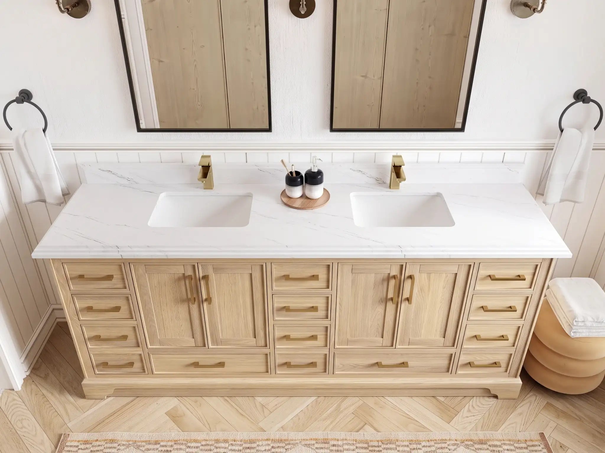 Charlotte White Oak 84 in. W x 22 in. D Double Sink Bathroom Vanity