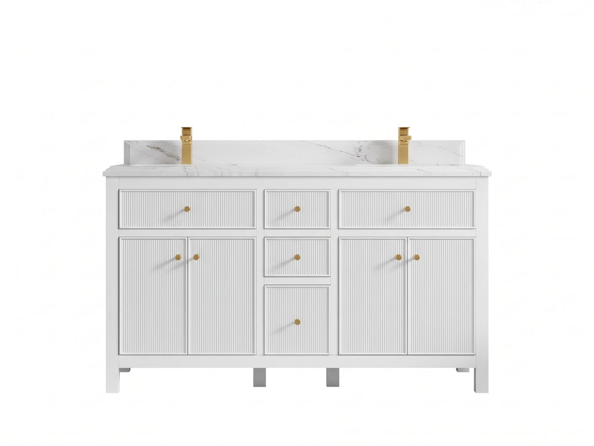Sonoma 60 in W x 22 in D Free Standing Reeded Double Sink Bathroom Vanity