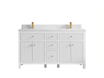 Sonoma 60 in W x 22 in D Free Standing Reeded Double Sink Bathroom Vanity