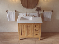Nashville Teak Wood 36 in. W x 22 in. D Left Offset Sink Bathroom Vanity - photo 34