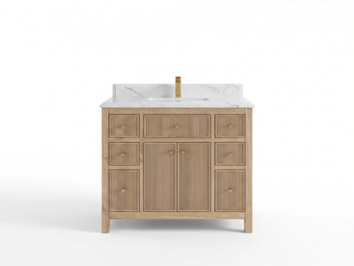 Sonoma Reeded Teak Wood 42 in. W x 22 in. D Single Sink Bathroom Vanity