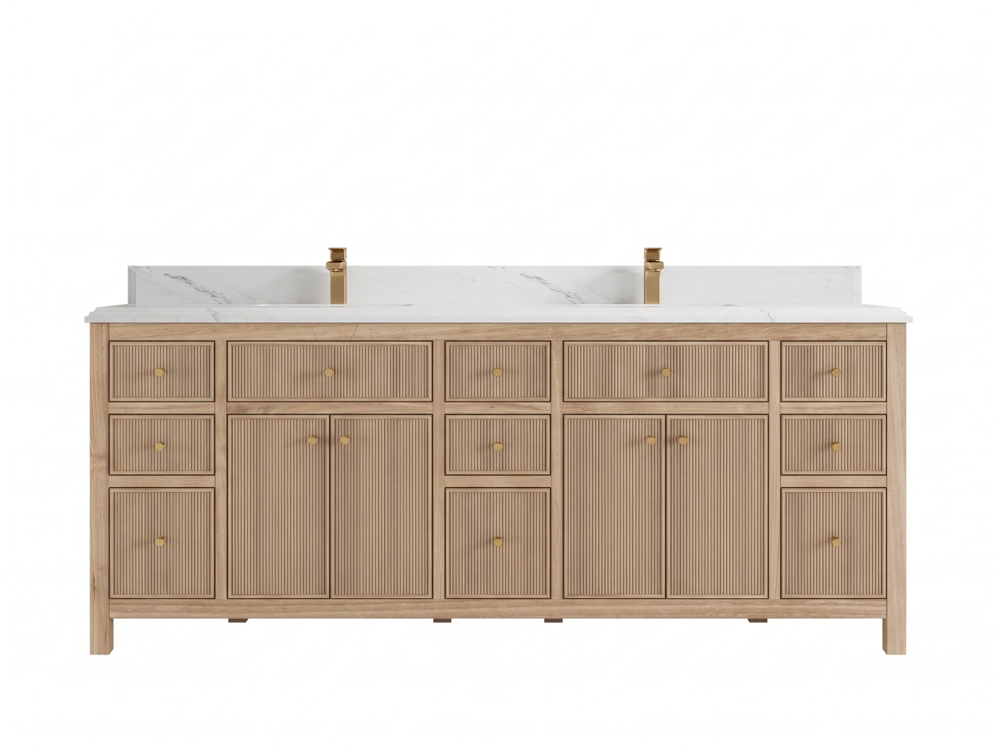 Sonoma Reeded Teak Wood 84 in. W x 22 in. D Double Sink Bathroom Vanity