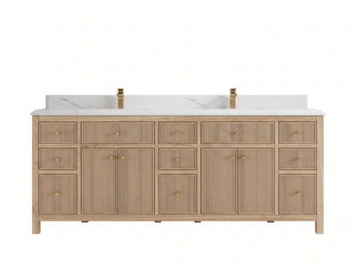 Sonoma Reeded Teak Wood 84 in. W x 22 in. D Double Sink Bathroom Vanity