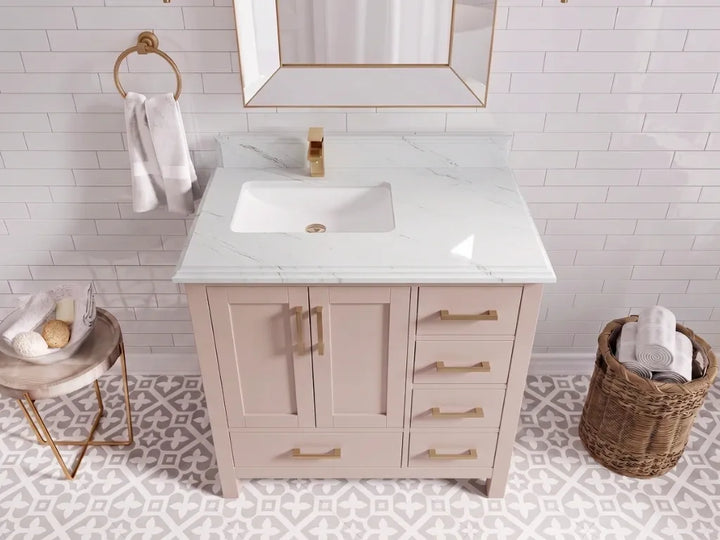 Malibu 36 in. W x 22 in. D Left Offset Sink Bathroom Vanity - photo 16