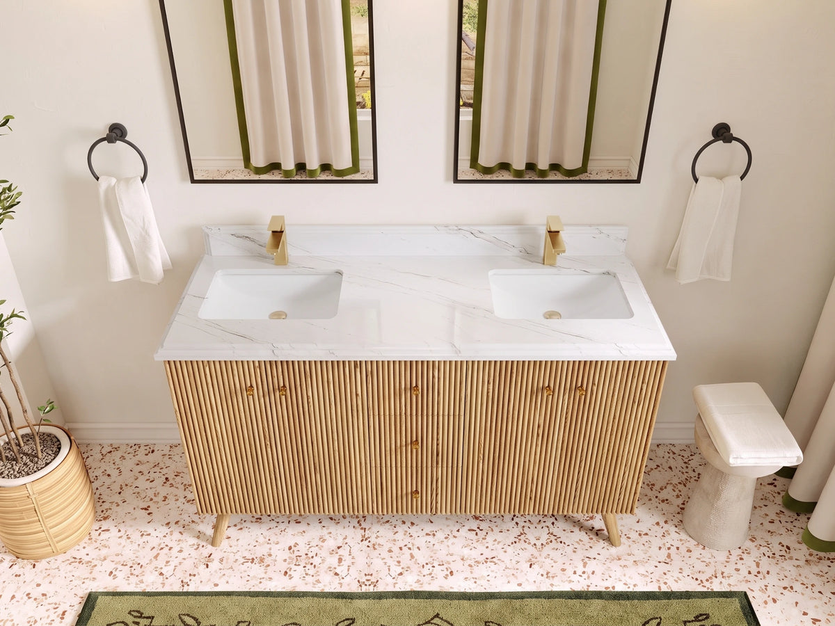 Pasadena White Oak 60 in. W x 22 in. D Double Sink Bathroom Vanity