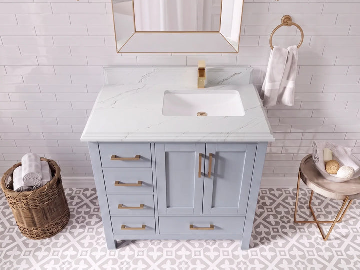 Malibu 36 in. W x 22 in. D Right Offset Sink Bathroom Vanity - photo 16
