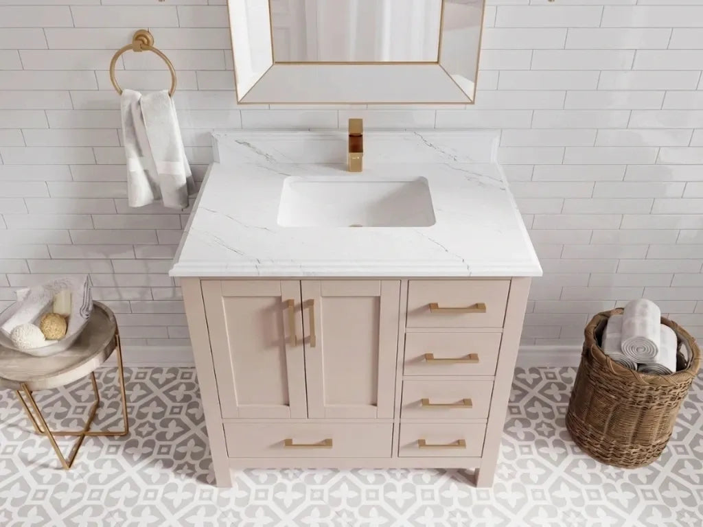 Malibu 36 in. W x 22 in. D Bathroom Vanity Center Sink | 
              
                Pink
                
                  
             - MLB_PNK_WHQZ_36CL - photo №15