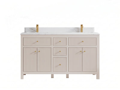 Sonoma 60 in W x 22 in D Free Standing Reeded Double Sink Bathroom Vanity