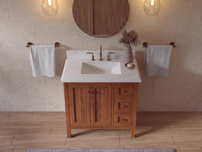 Nashville Teak Wood 36 in. W x 22 in. D Center Sink Bathroom Vanity