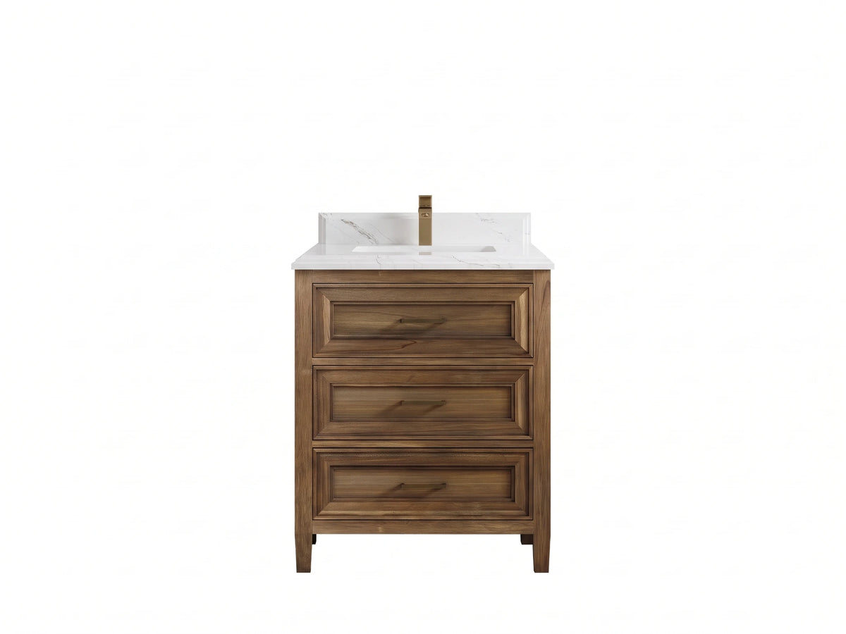 Santa Monica Teak Wood 30 in. W x 22 in. D Single Sink Bathroom Vanity