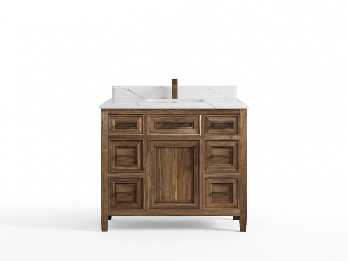 Santa Monica Teak Wood 42 in. W x 22 in. D Single Sink Bathroom Vanity