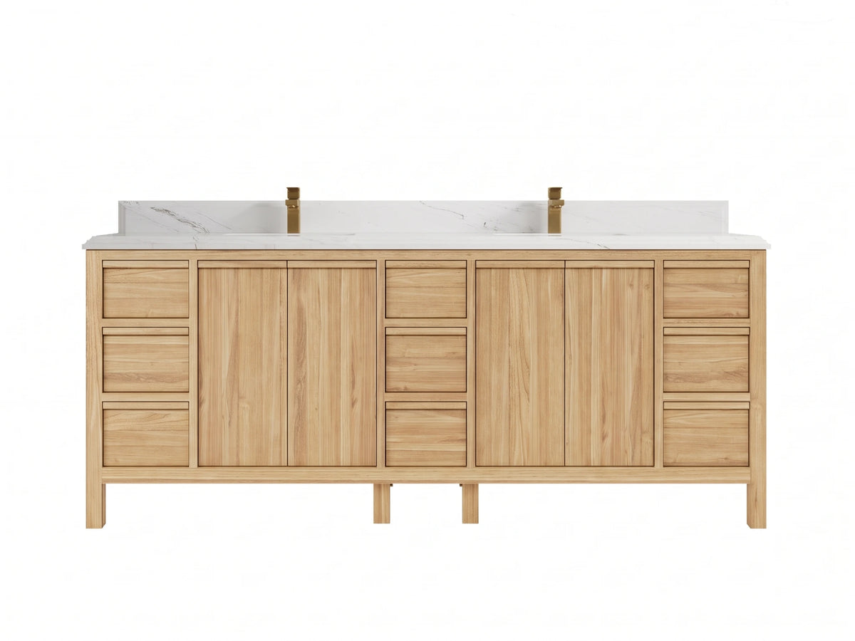 Elizabeth Teak Wood 84 in. W x 22 in. D Double Sink Bathroom Vanity