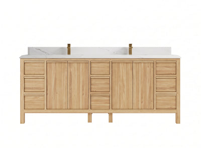 Elizabeth Teak Wood 84 in. W x 22 in. D Double Sink Bathroom Vanity