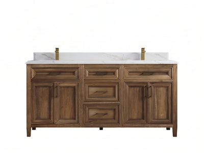 Santa Monica Teak Wood 72 in. W x 22 in. D Double Sink Bathroom Vanity