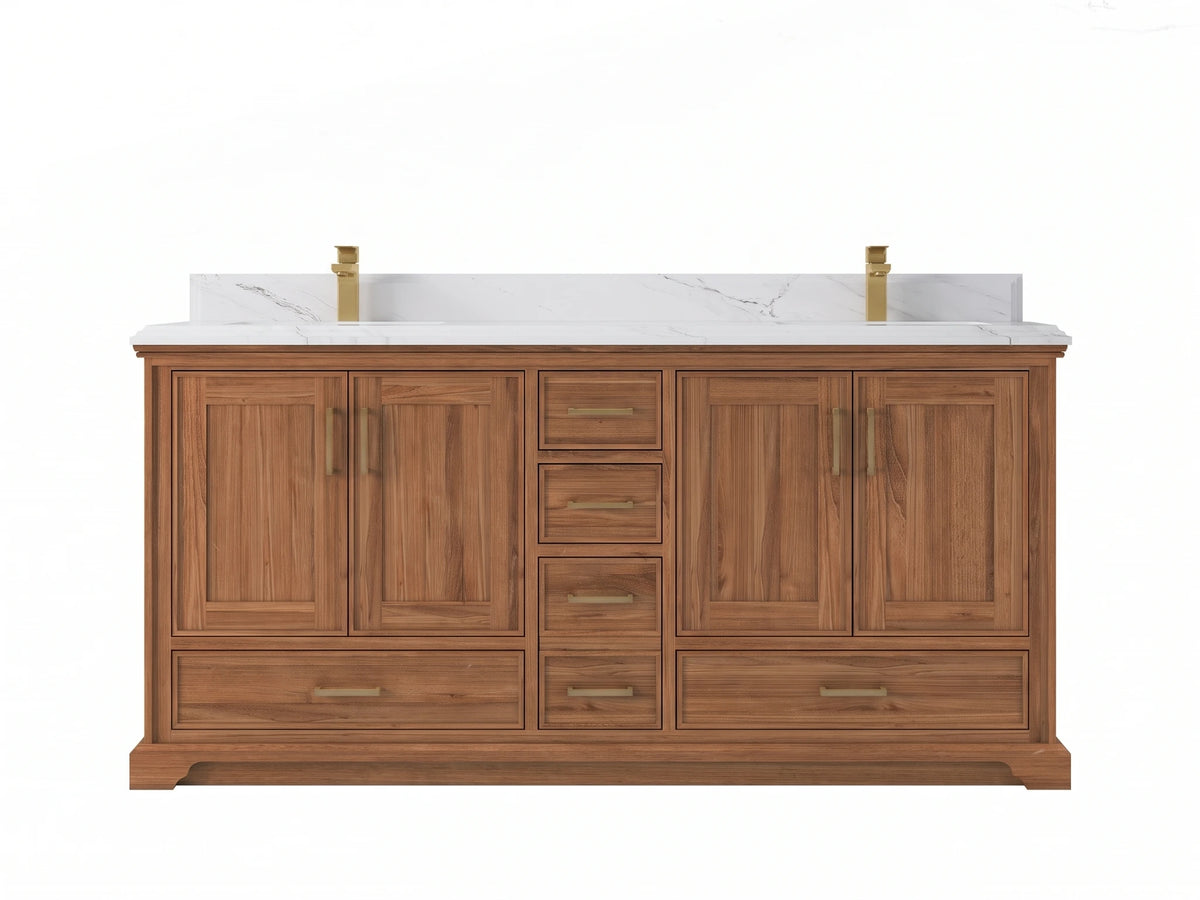 Charlotte Teak Wood 72 in. W x 22 in. D Double Sink Bathroom Vanity
