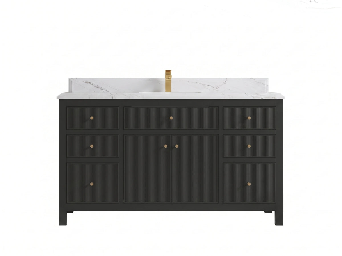 Sonoma 60 in W x 22 in D Free Standing Reeded Single Sink Bathroom Vanity