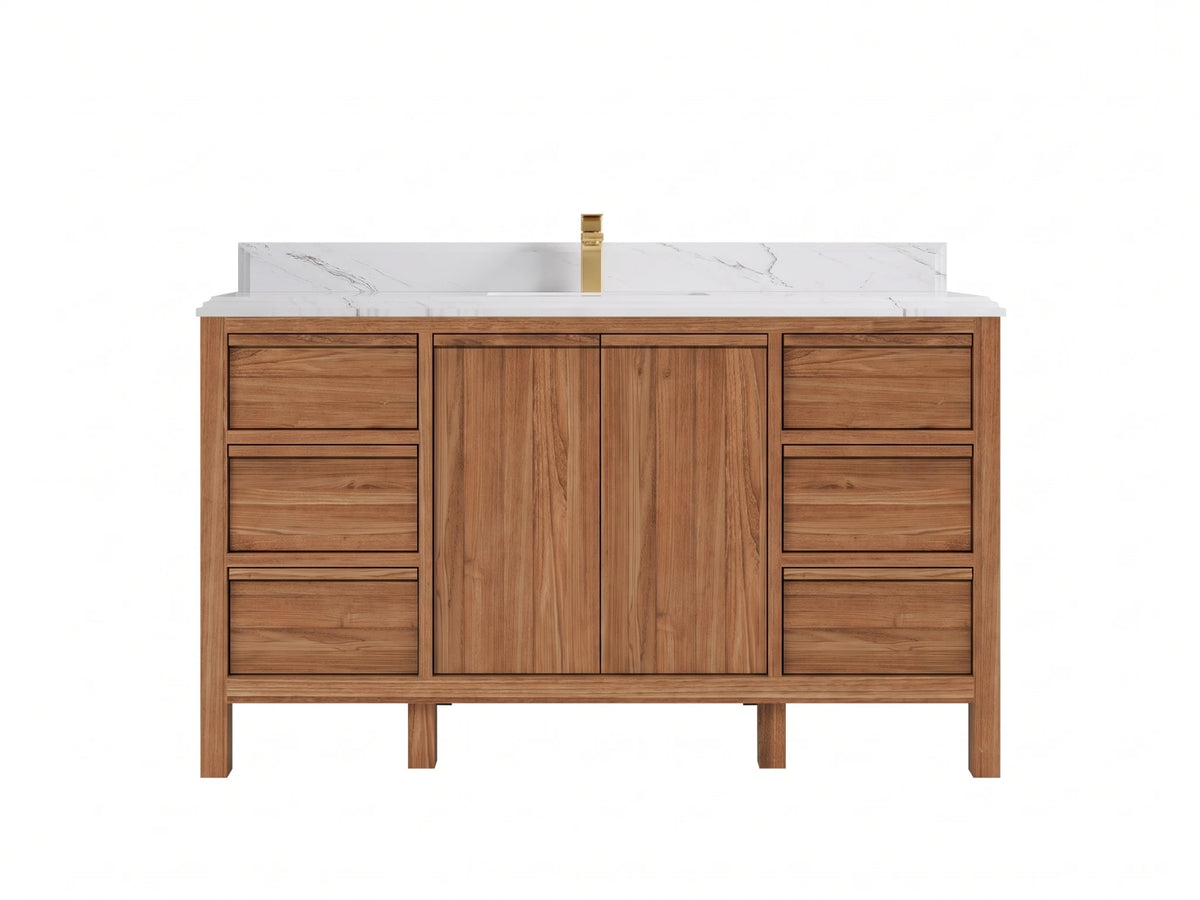 Elizabeth Teak Wood 60 in. W x 22 in. D Single Sink Bathroom Vanity