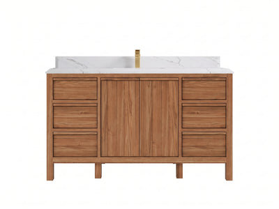 Elizabeth Teak Wood 60 in. W x 22 in. D Single Sink Bathroom Vanity