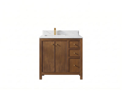 Chicago Teak 36 in. W x 22 in. D Left Offset Sink Bathroom Vanity