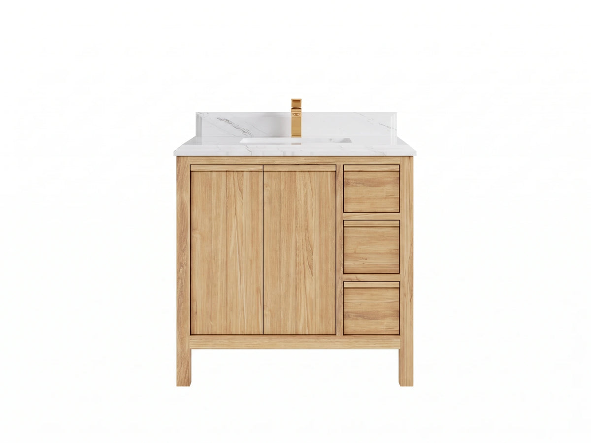 Elizabeth Teak Wood 36 in. W x 22 in. D Center Sink Bathroom Vanity