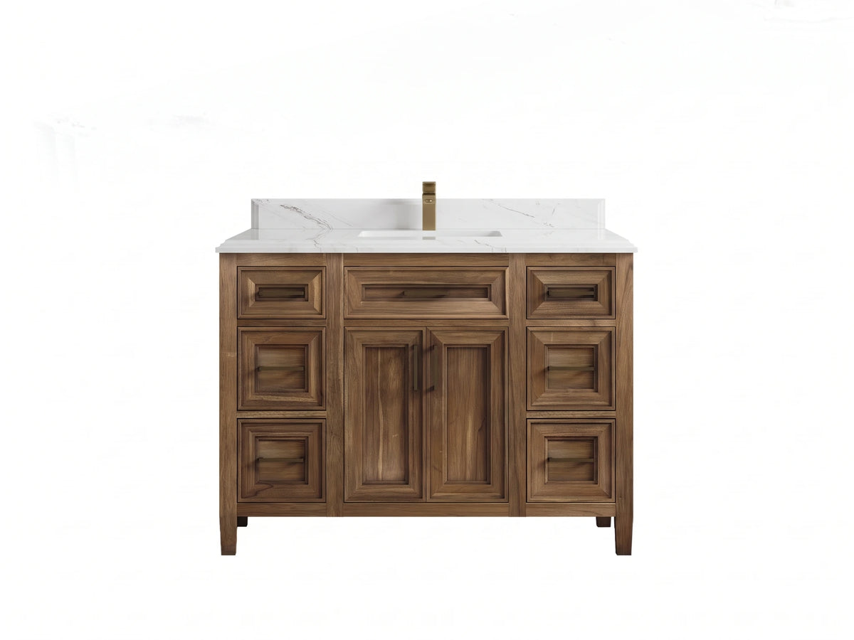 Santa Monica Teak Wood 48 in. W x 22 in. D Single Sink Bathroom Vanity