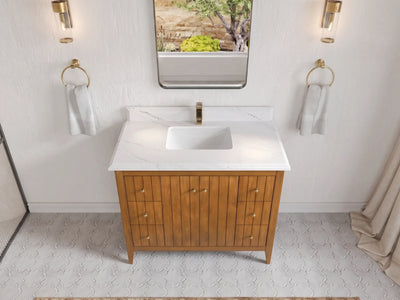 Atlanta Teak Wood 42 in. W x 22 in. D Single Sink Bathroom Vanity