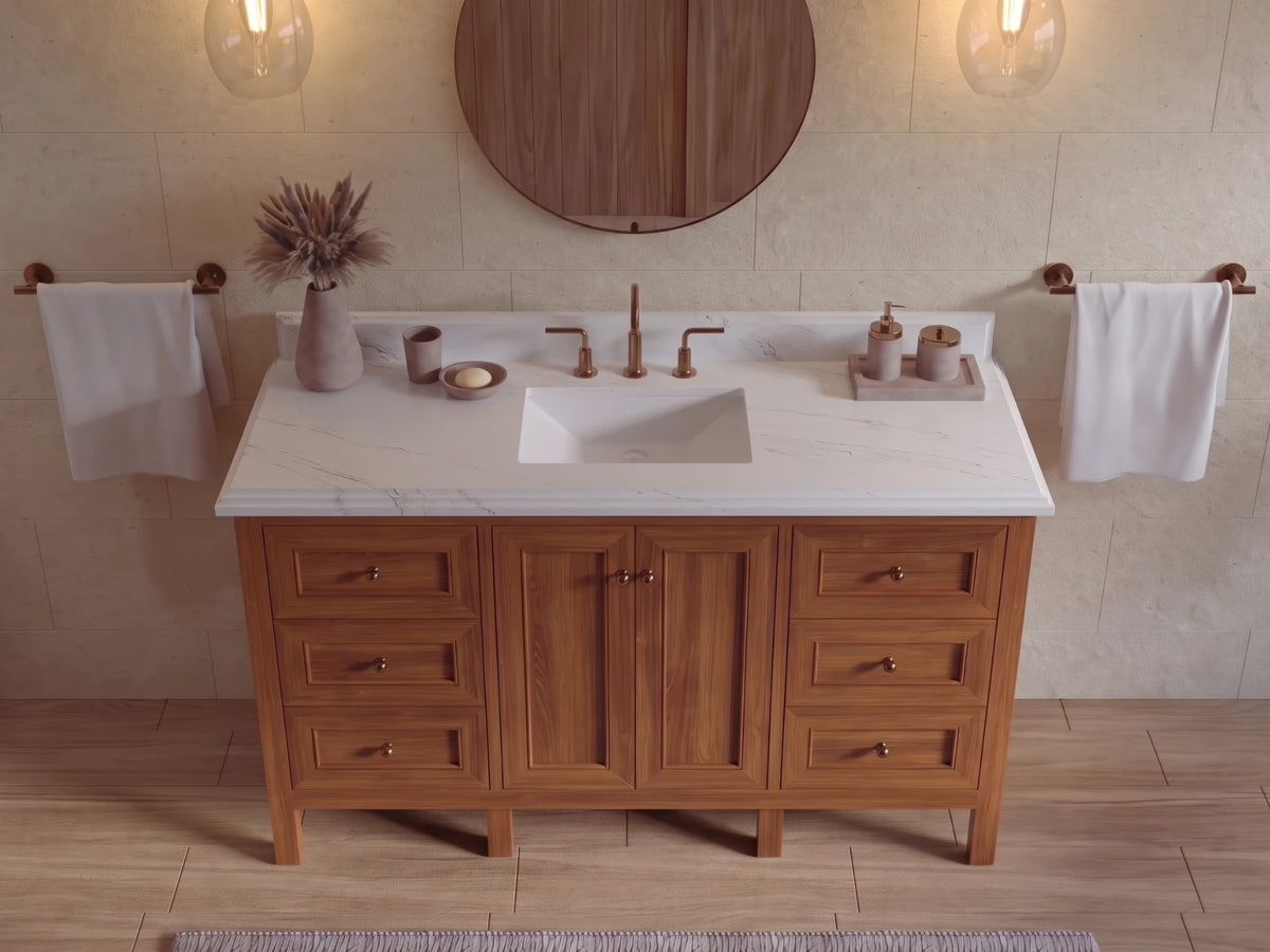 Nashville Teak Wood 60 in. W x 22 in. D Single Sink Bathroom Vanity