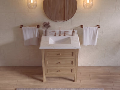 Nashville Teak Wood 30 in. W x 22 in. D Single Sink Bathroom Vanity