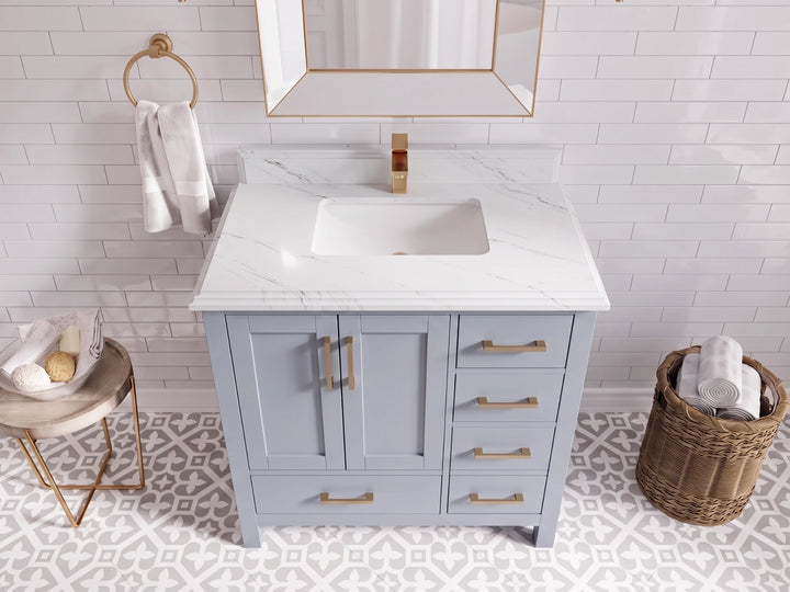 Malibu 36 in. W x 22 in. D Bathroom Vanity Center Sink - photo 32