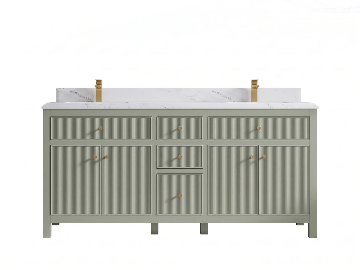 Sonoma 72 in W x 22 in D Free Standing Reeded Double Sink Bathroom Vanity
