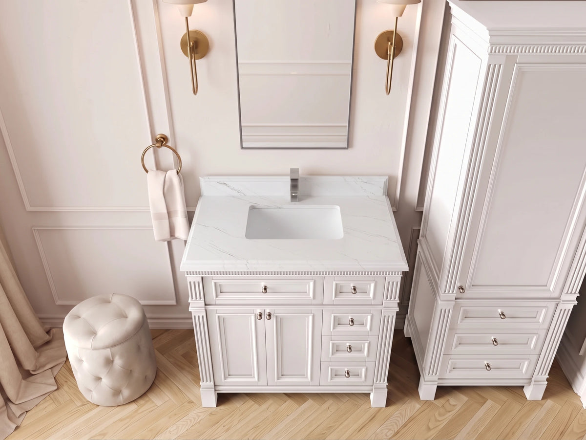 Paris 36 in. W x 22 in. D Bathroom Vanity with Center Sink