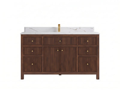 Sonoma Reeded Teak Wood 60 in. W x 22 in. D Single Sink Bathroom Vanity