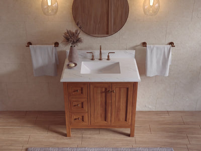 Nashville 36 in. W x 22 in. D Center Sink Teak Wood Bathroom Vanity