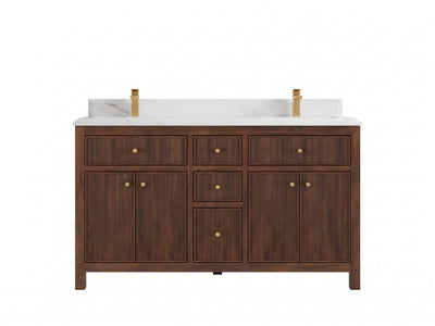 Sonoma Reeded Teak Wood 60 in. W x 22 in. D Double Sink Bathroom Vanity
