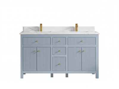 Sonoma 60 in W x 22 in D Free Standing Reeded Double Sink Bathroom Vanity