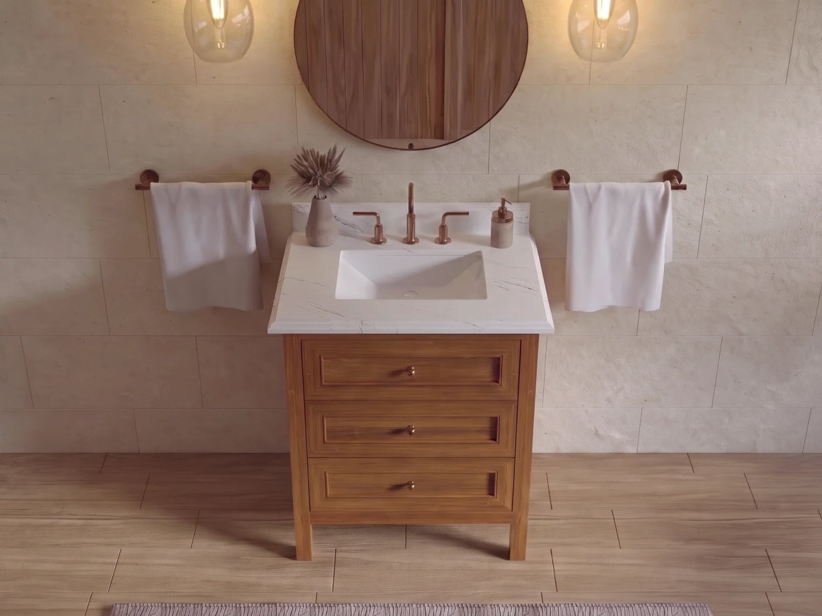 Nashville Teak Wood 30 in. W x 22 in. D Single Sink Bathroom Vanity