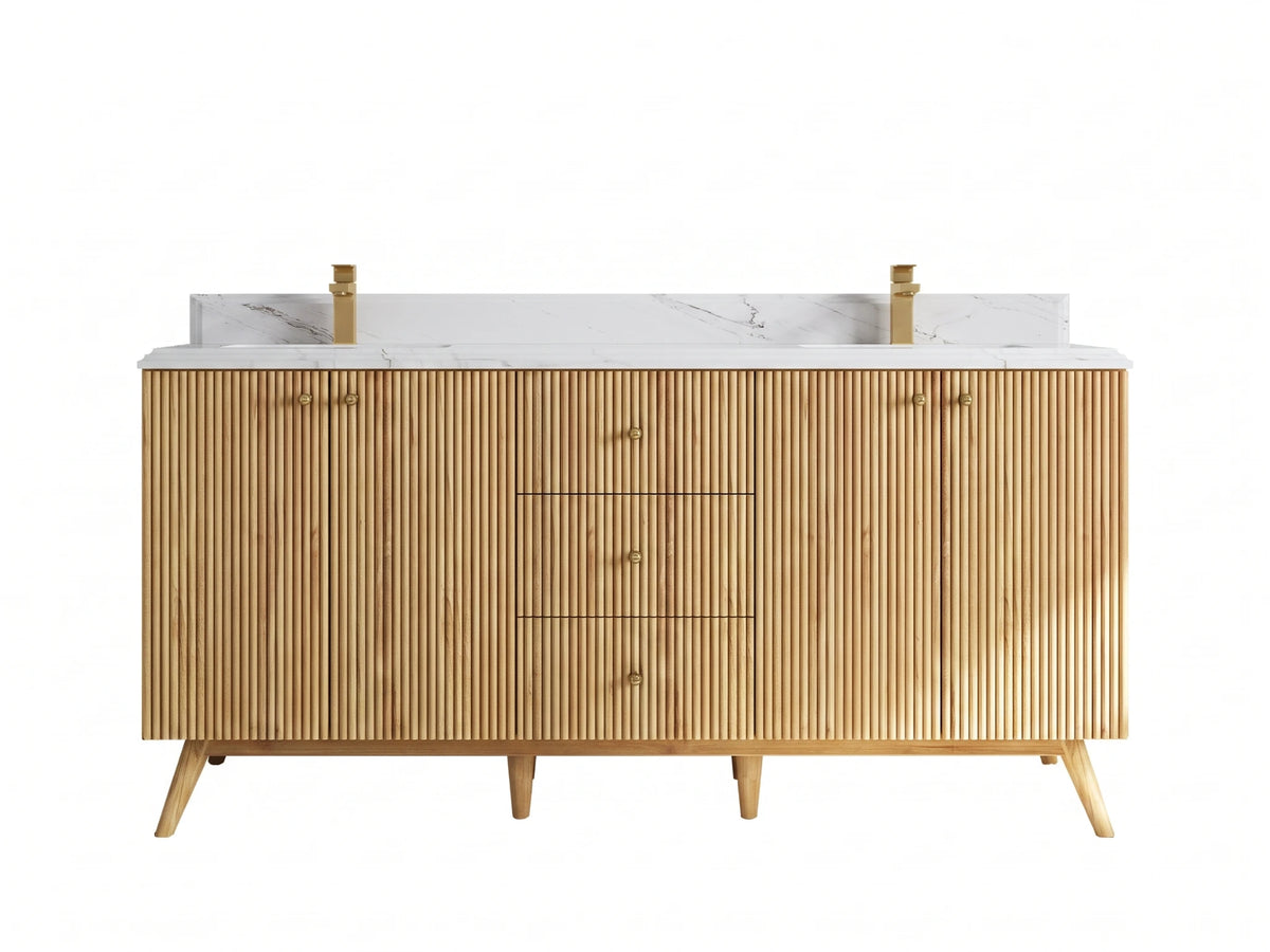Pasadena Teak Wood 72 in. W x 22 in. D Double Sink Bathroom Vanity