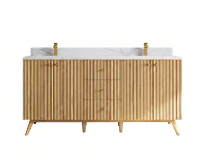 Pasadena Teak Wood 72 in. W x 22 in. D Double Sink Bathroom Vanity