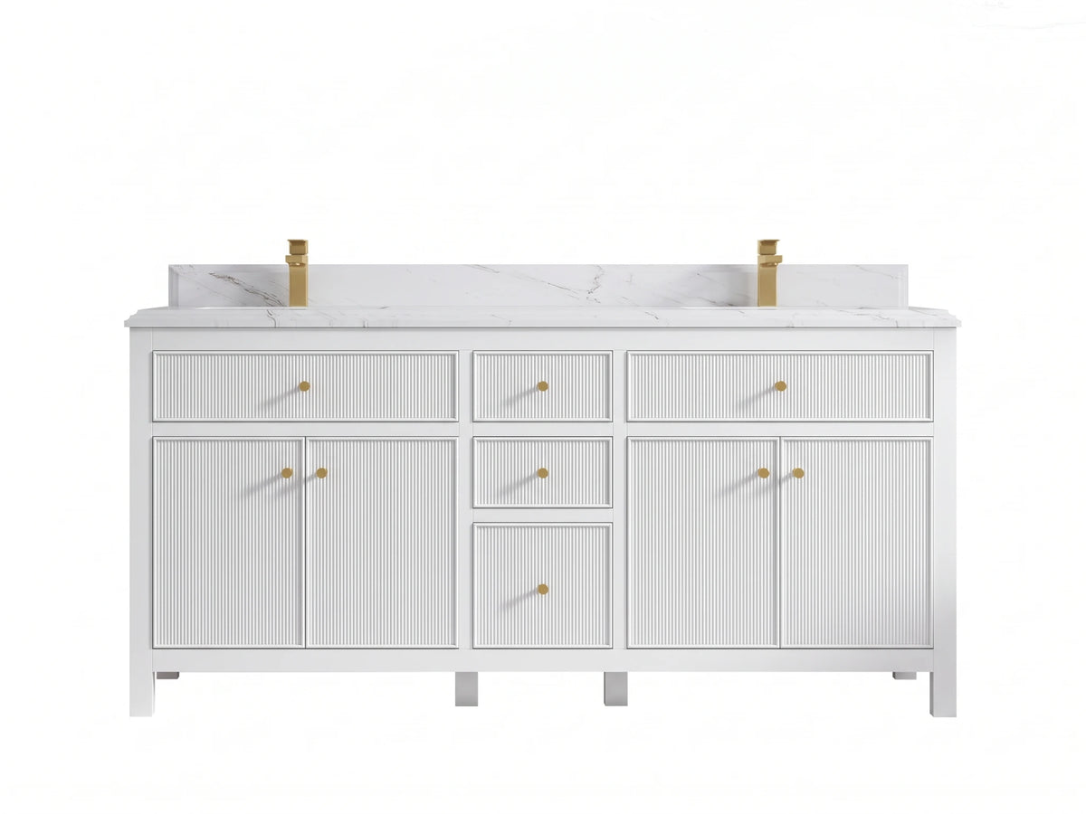 Sonoma 72 in W x 22 in D Free Standing Reeded Double Sink Bathroom Vanity