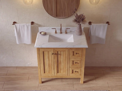 Nashville Teak Wood 36 in. W x 22 in. D Center Sink Bathroom Vanity