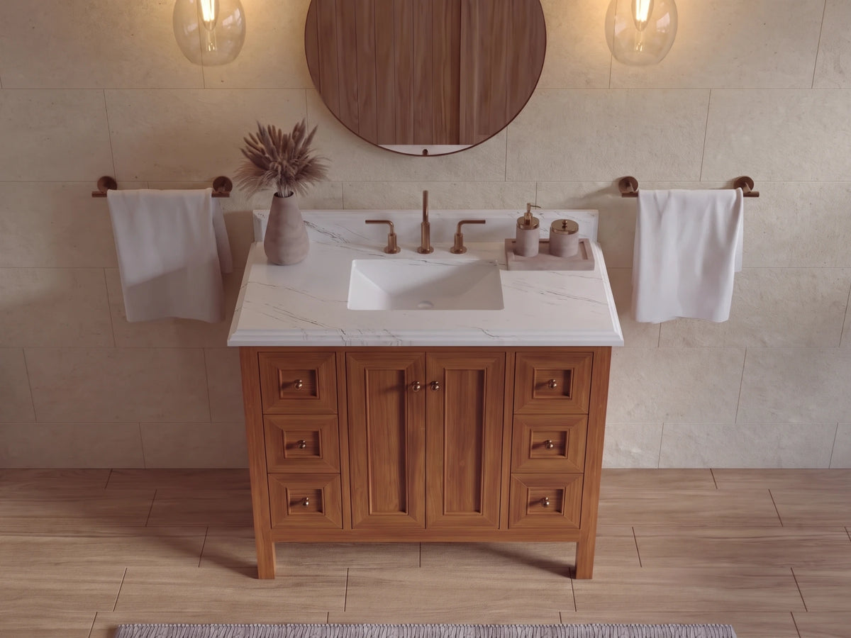 Nashville Teak Wood 42 in. W x 22 in. D Single Sink Bathroom Vanity