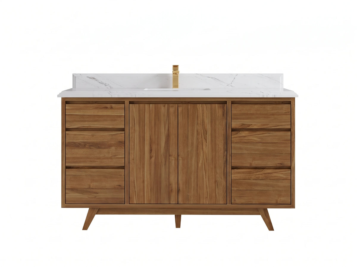 Madison Teak Wood 60 in. W x 22 in. D Single Sink Bathroom Vanity