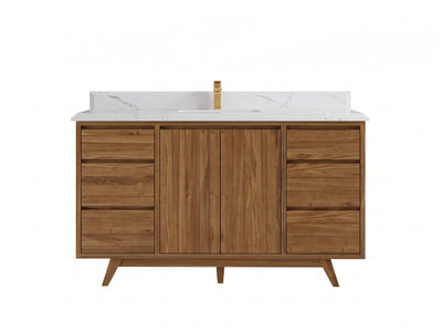 Madison Teak Wood 60 in. W x 22 in. D Single Sink Bathroom Vanity