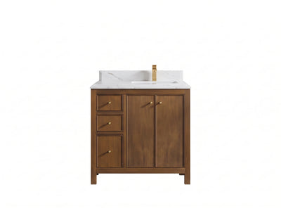 Chicago Teak 36 in. W x 22 in. D Right Offset Sink Bathroom Vanity