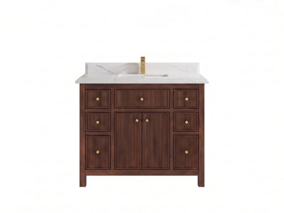 Sonoma Reeded Teak Wood 42 in. W x 22 in. D Single Sink Bathroom Vanity