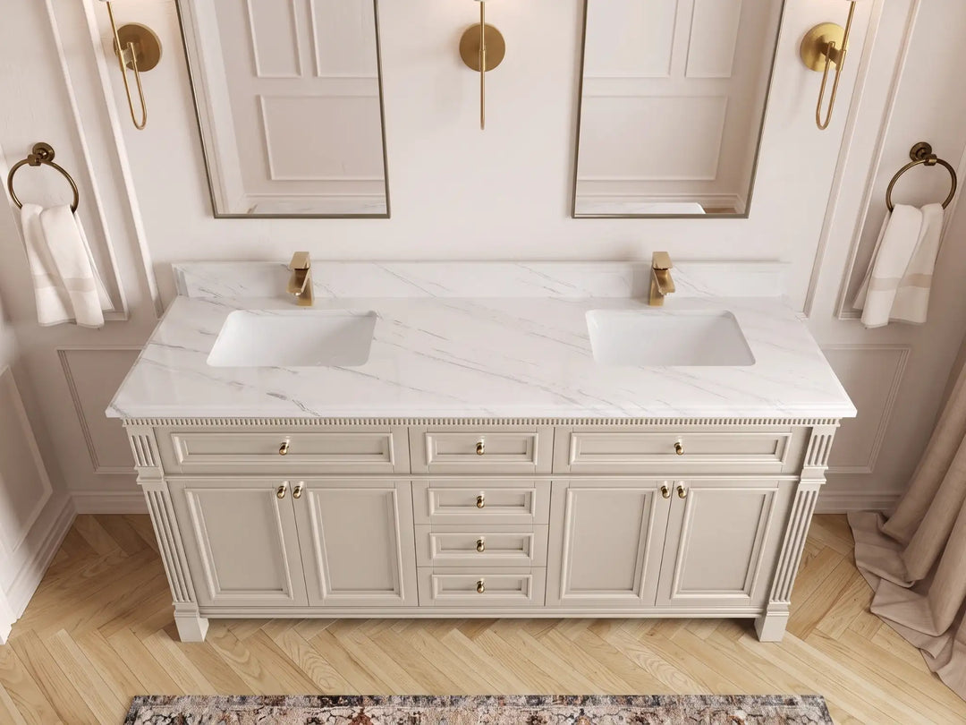 Paris 72 in. W x 22 in. D Double Sink Bathroom Vanity | 
              
                Fine Grain Linen Beige
                
                  
             - PRS_FNG_WHQZ_72D - photo №31