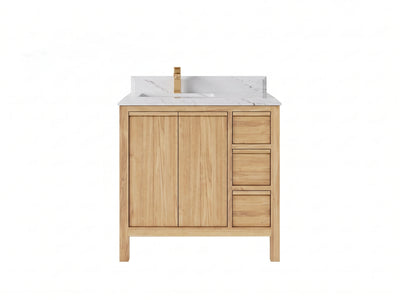 Elizabeth Teak Wood 36 in. W x 22 in. D Left Offset Sink Bathroom Vanity