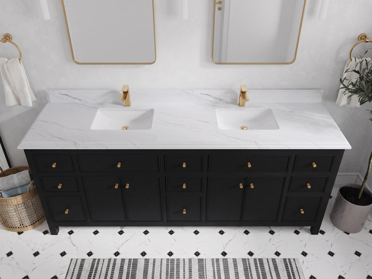 Sonoma 84 in W x 22 in D Free Standing Reeded Double Sink Bathroom Vanity